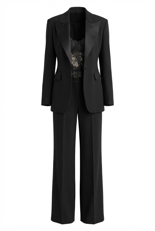 Blazer Wide-leg Suit Set 02 in Black